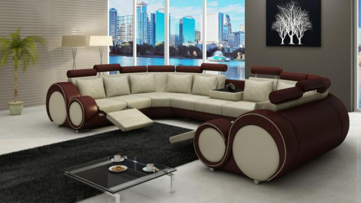 Modern Liederbézuch Eckcanapé Polstercouchen XXL Grouss Wunnlandschaften + USB