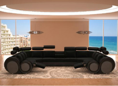 Design XXL Wunnlandschaft Sofa mat USB, Couch Polster Ecksofa Textil Stoff Nei
