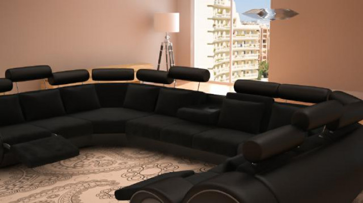 Design XXL Wunnlandschaft Sofa mat USB, Couch Polster Ecksofa Textil Stoff Nei