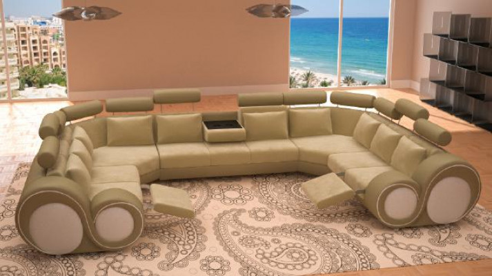 Design XXL Wunnlandschaft Sofa mat USB, Couch Polster Ecksofa Textil Stoff Nei