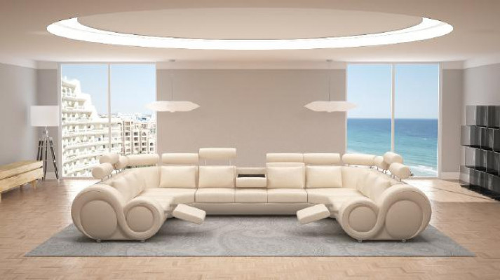 Designer Wunnlandschaft Eckcouch +USB Sofa Polstersofa Ledersofa Sofas Nei Garnitur