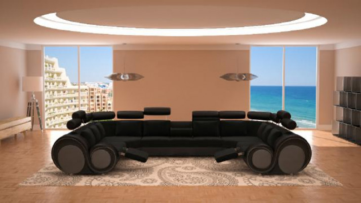 Designer XXL Wunnlandschafte Sofa mat USB Couch Polster Canapé Ecksofa Textil Stoff Nei