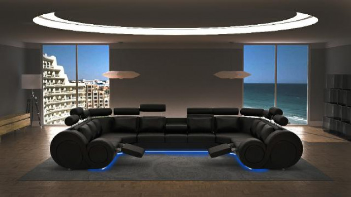 Designer XXL Wunnlandschafte Sofa mat USB Couch Polster Canapé Ecksofa Textil Stoff Nei