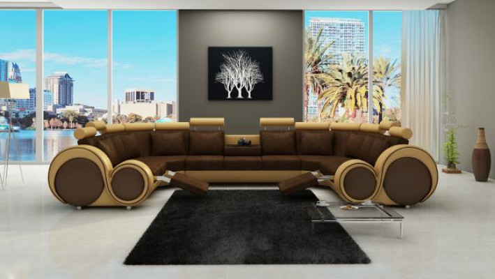 Stoff Canapé Stoffsofa Ecksofa USB, Canapé Wunnlandschaft XXL Stoff Sofa Canapéen