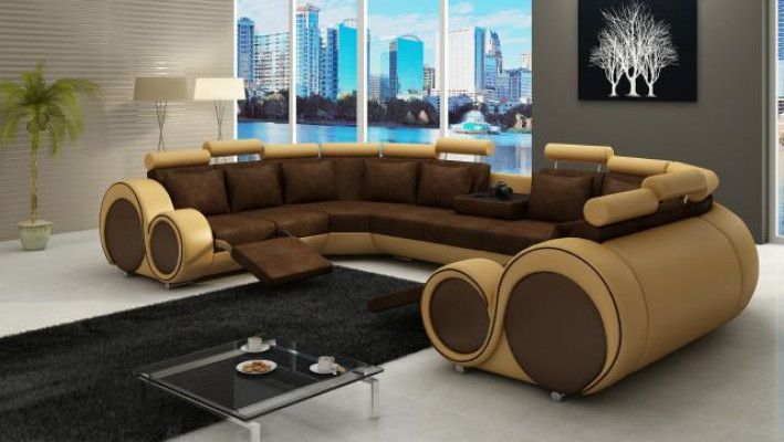 Ecksofa Wunnlandschaft Polstersofa Sitz-Eck-Garnitur Textil Lieder Stoff XXL