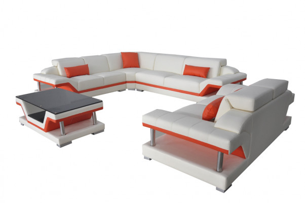 Modern Ecksofa Couch Polster Eckgarnitur Wunnlandschaft Sofa Eck Garnitur + USB