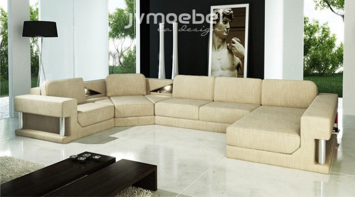 Ecksofa Bettfunktion Modern Design Sofa Textilstoff U-Form Canapé Wunnlandschaft