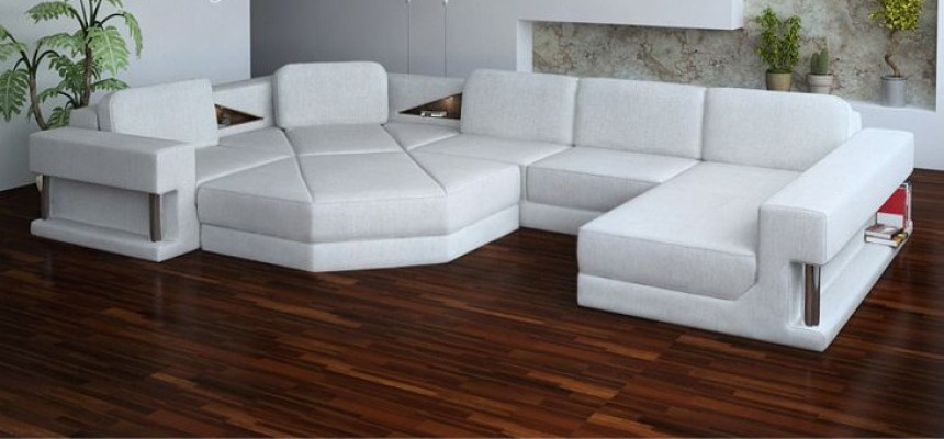 Wunnlandschaft Design Stoff Sofae Bettfunktioun Schlofcouch Ecksofa U Form Sofa
