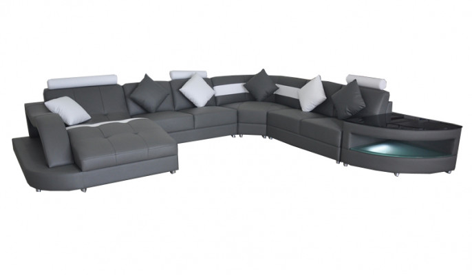 Lieder Sofas Wunnlandschaft Eck Garnitur Design Modern Sofa mat USB L6015 Dësch