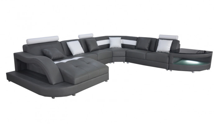 Lieder Sofas Wunnlandschaft Eck Garnitur Design Modern Sofa U-Form + Dësch