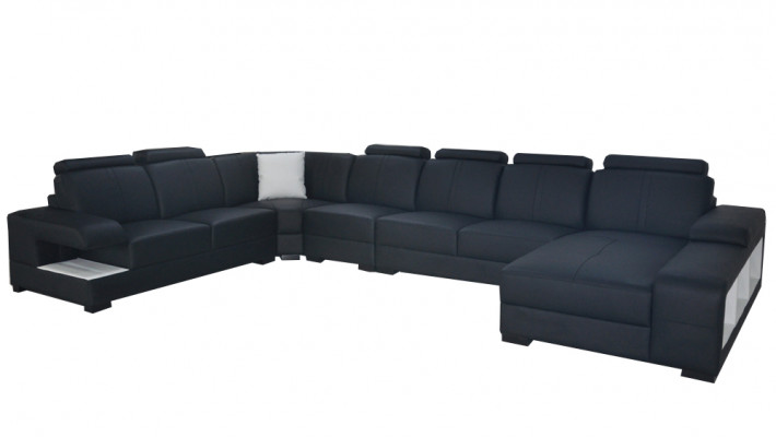 Leder Couch Polster Sëtz Design Modern Eck Sofa U-Form Wunnlandschaft
