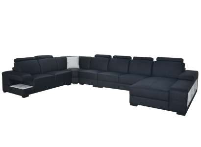 Leder Couch Polster Sëtz Design Modern Eck Sofa U-Form Wunnlandschaft
