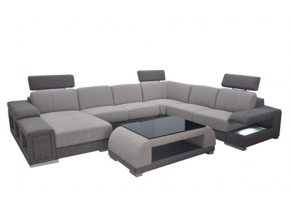 Couch Garnitur Modern Sofa Ecke Lieder Couch Polster Wunnlandschaft USB+Dësch