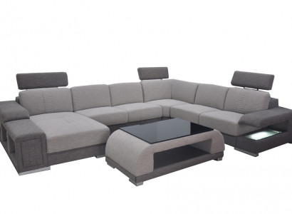 Couch Garnitur Modern Sofa Ecke Lieder Couch Polster Wunnlandschaft USB+Dësch