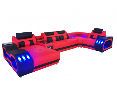 Liederdivan Canapé Wunnlandschaft Garnitur Design Modern Divan U-Form Divan mat USB