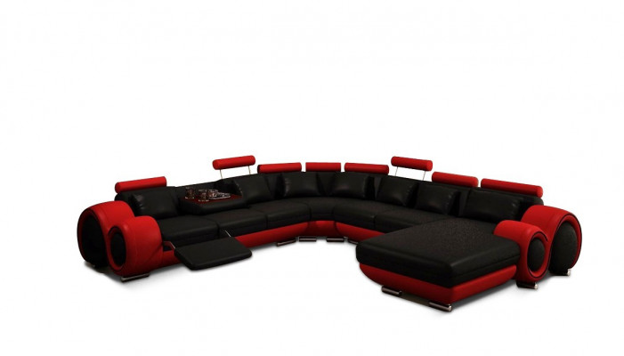 Ledersofa Canapé Wunnlandschaft Eckecksofa Eck Garnitur Design Modern Sofa A1163B