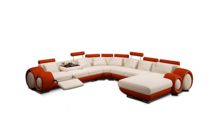 Ledersofa Canapé Wunnlandschaft Eckecksofa Eck Garnitur Design Modern Sofa A1163B