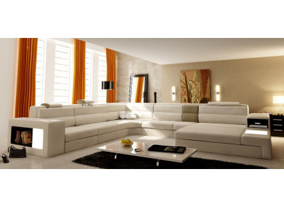 Ledersofa Couch Wohnlandschaft Ecksofa Eck Garnitur Design Modern Sofa Nei B2006