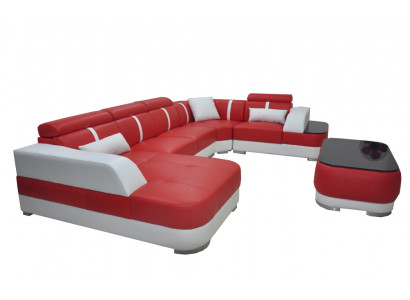 Design Eck-Couch Sëtz Lieder Polster Ecke Garnitur Wunnlandschafte Sofa mat USB