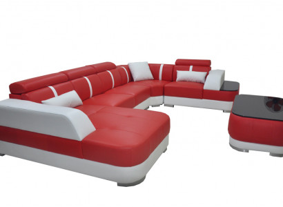 Design Eck-Couch Sëtz Lieder Polster Ecke Garnitur Wunnlandschafte Sofa mat USB