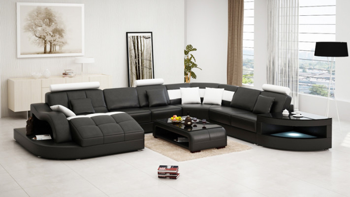 Ledersofa Canapé Wunnlandschaft Ecksofa Eck Garnitur Design Modern Neit Sofa +USB