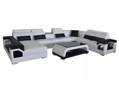Lieder Sofa Modern Sitz Canapé Polster Design Wunnlandschaft + Dësch Eck