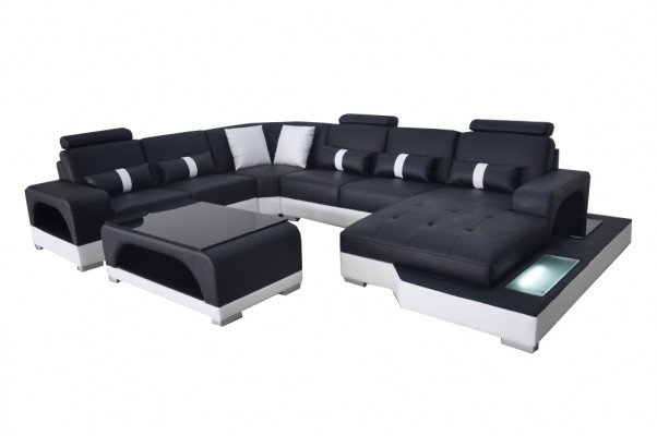 Liederbe Sofa Moderne Couch Polster Design Wunnlandschaft + Dësch Eck Couchen Sëtz