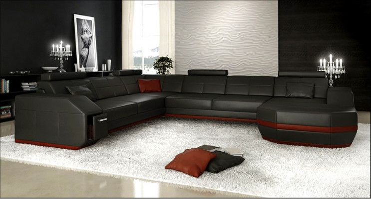 Lieder Ecksofa Eckgarnitur Eckcouch Sofa Couch Wunnlandschaft Polster Dësch USB