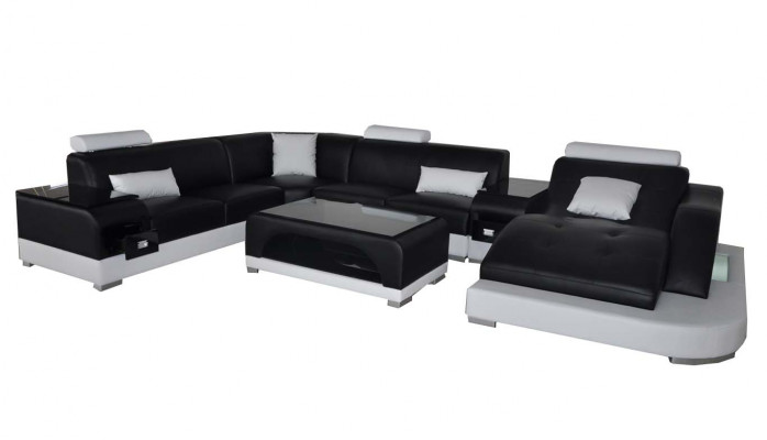 Lieder Sofa Moderne Sëtz Couch Design Polster Eck Couchen Wunnlandschaft + Dësch