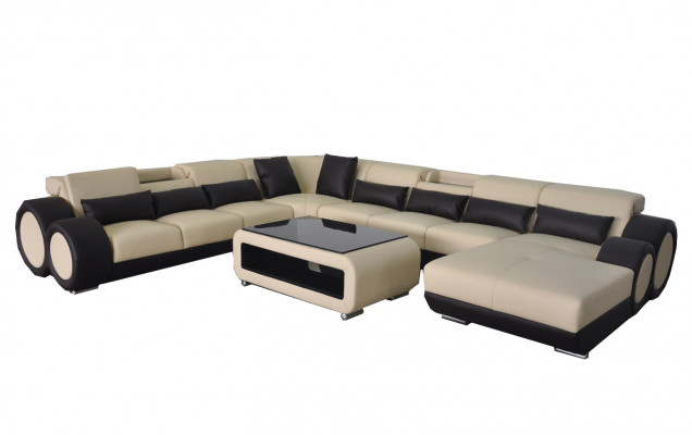 Ledercouch Wunnlandschaft Garnitur Design Modern Eckcouch U-Form G8035+USB