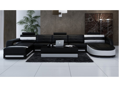 Ledersofas Sofa Couch Wunnlandschaft Ecksofa Garnitur Design Modern Sofa mat USB