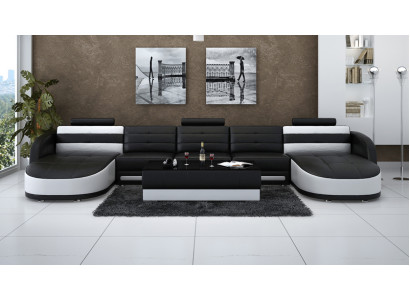 Design Lieder Wunnlandschaft Ecksofa Moderne Garnitur Couch Eck USB Nei Schwaarz