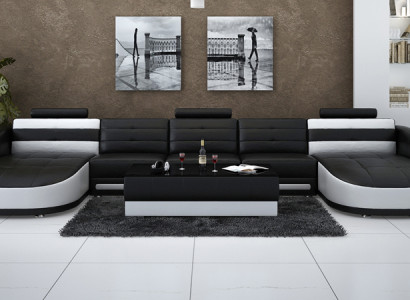 Design Lieder Wunnlandschaft Ecksofa Moderne Garnitur Couch Eck USB Nei Schwaarz