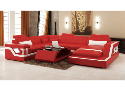 Design Lieder Wohnlandschaft Eck Sofa Modern Garnitur Canapé Eck Rout USB + LED