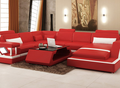 Design Lieder Wohnlandschaft Eck Sofa Modern Garnitur Canapé Eck Rout USB + LED