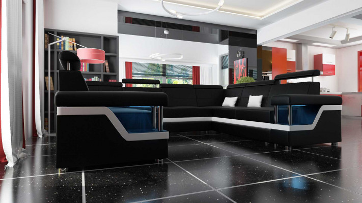 Eckcouch Wunnlandschaft Sofa Canapé U-Form Gepolstert Couch Lieder Design Beliicht