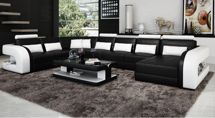 Grouss Wohnlandschaft Sofa mat USB Couch Polster Eck Lieder Sofa Garnitur Couchen !!
