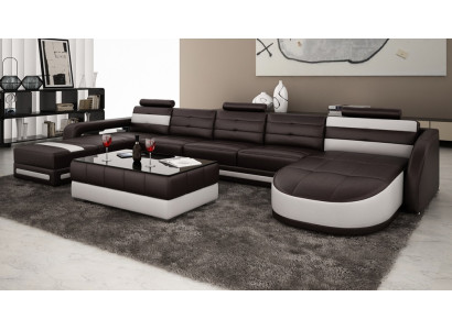 LEDERSOFA ECKSOFA mat USB DESIGNER PISA WUNNENLANSCHAFT COUCH SOFA U FORM COLO 3