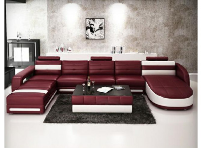 LEDER-SOFA DESIGNER WUNNLANDSCHAFT SOFA U-FORM mat USB COLO 3 ECK-SOFA COUCH NEI