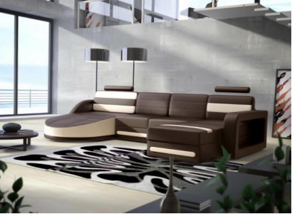 WOHNLANDSCHAFT LEDERSOFA XXL ECKSOFA + USB GARNITUR ECKCOUCH Moosmaach