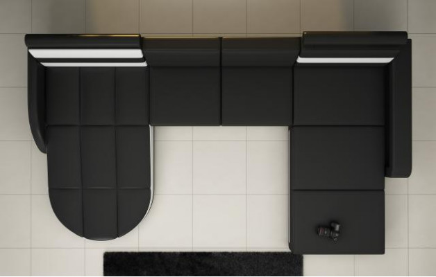 WOHNLANDSCHAFT LEDERSOFA XXL ECKSOFA + USB GARNITUR ECKCOUCH Moosmaach