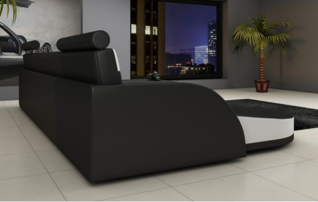 WOHNLANDSCHAFT LEDERSOFA XXL ECKSOFA + USB GARNITUR ECKCOUCH Moosmaach