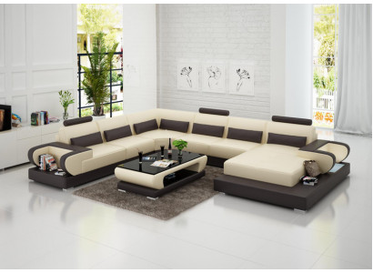 Ledercouch Sofa Wunnlandschaft Eckcouch Eck Garnitur Design Modern Sofa G8003