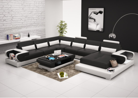 Ledercouch Sofa Wunnlandschaft Eckcouch Eck Garnitur Design Modern Sofa G8003