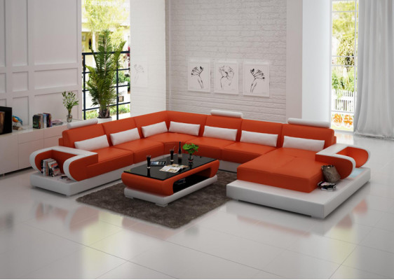 Ledercouch Sofa Wunnlandschaft Eckcouch Eck Garnitur Design Modern Sofa G8003