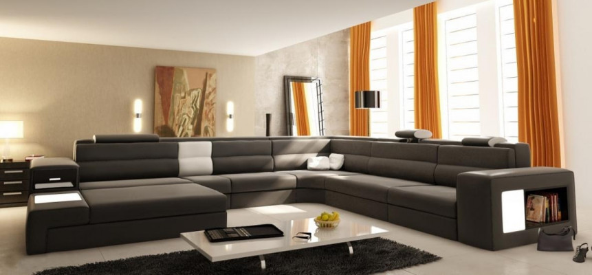 Design Sofa Couch Sëtz Lieder Eck Polster Garnitur Wunnlandschaft Ecksofa A1 Blo