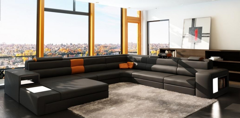 Design-Highlight U-förmege Couche-Eck fir zäitlos Ästhetik