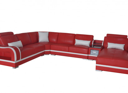 Ledercouch mat USB Sofa Wunnlandschaft Garnitur Design Modern Eckcouch U Form