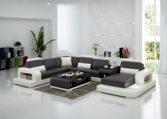 Ledercouch Couch Wunnlandschaft Ecksofa Eck Garnitur Design Modern Sofa mat USB