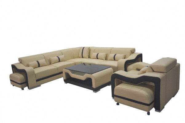 Lieder Sofa Couch Polster Eck Garnitur RTV Dësch Sëtz Eck Sessell Wunnlandschaft